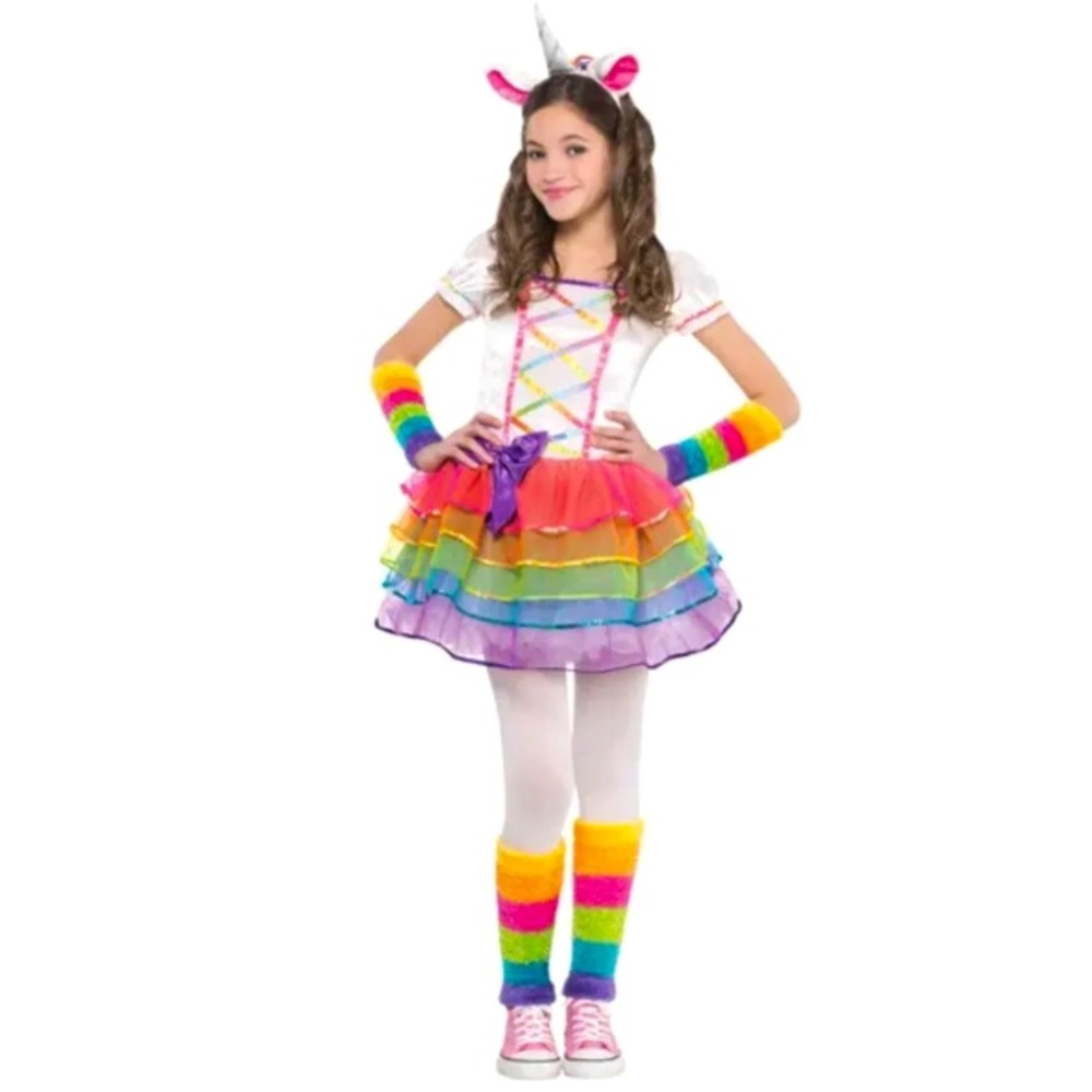 RAINBOW 🌈 UNICORN 4PC COSTUME SIZE GIRL LARGE (12-14) 🌟NWT🌟